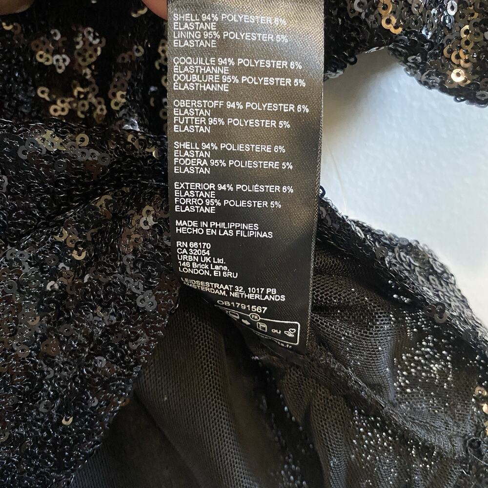Anthropologie Sequin Embellished Short Sleeve Black Noir Crop Top XS NWT - Picture 6 of 7